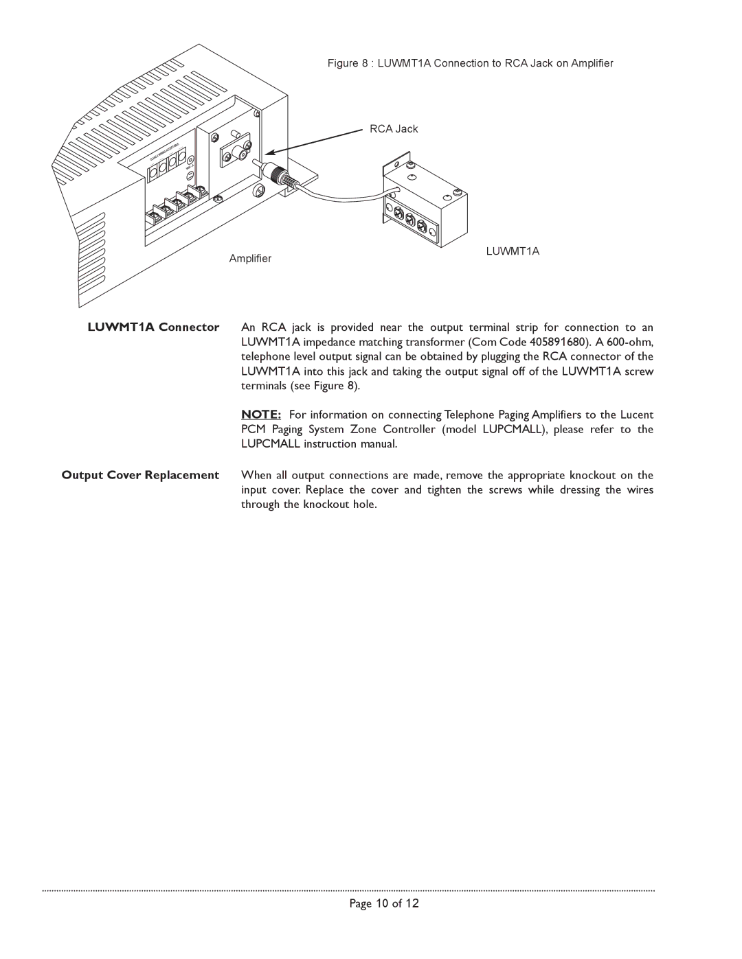 Avaya LU250WAMP manual LUWMT1A 