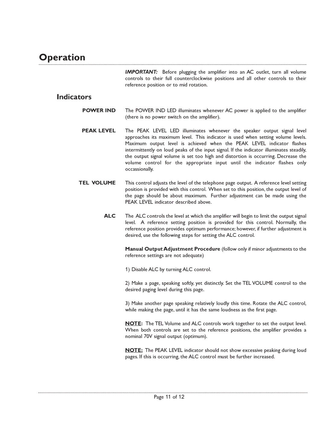 Avaya LU250WAMP manual Operation, Indicators 