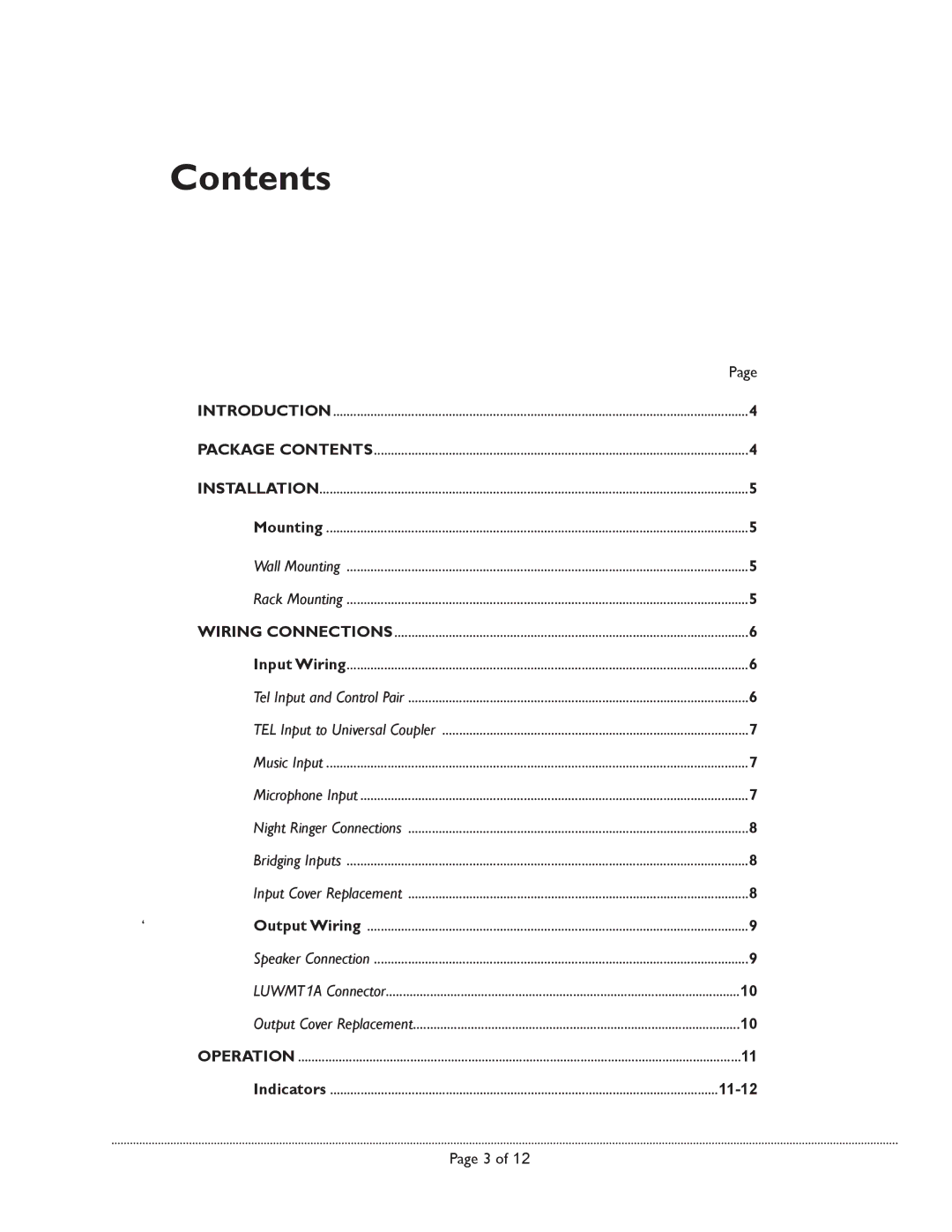 Avaya LU250WAMP manual Contents 