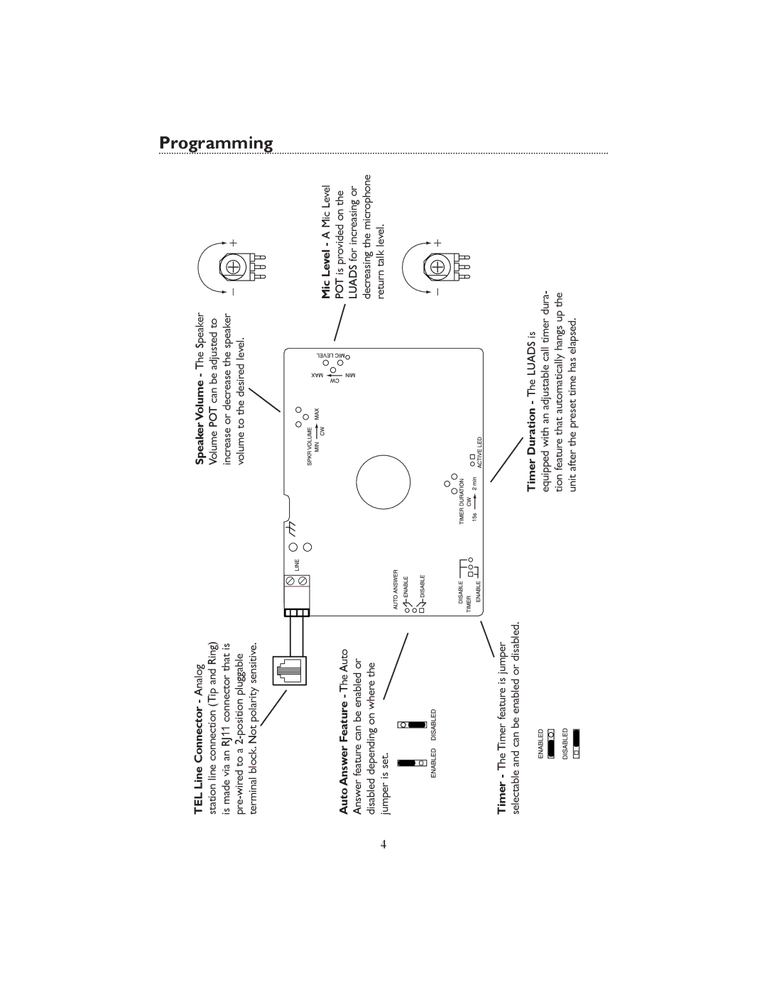 Avaya LUADS, Analog Door Phone specifications Programming 