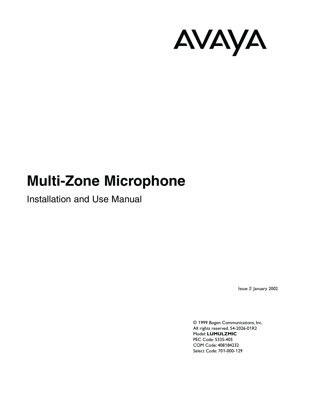 Avaya LUMULZMIC manual Multi-Zone Microphone 