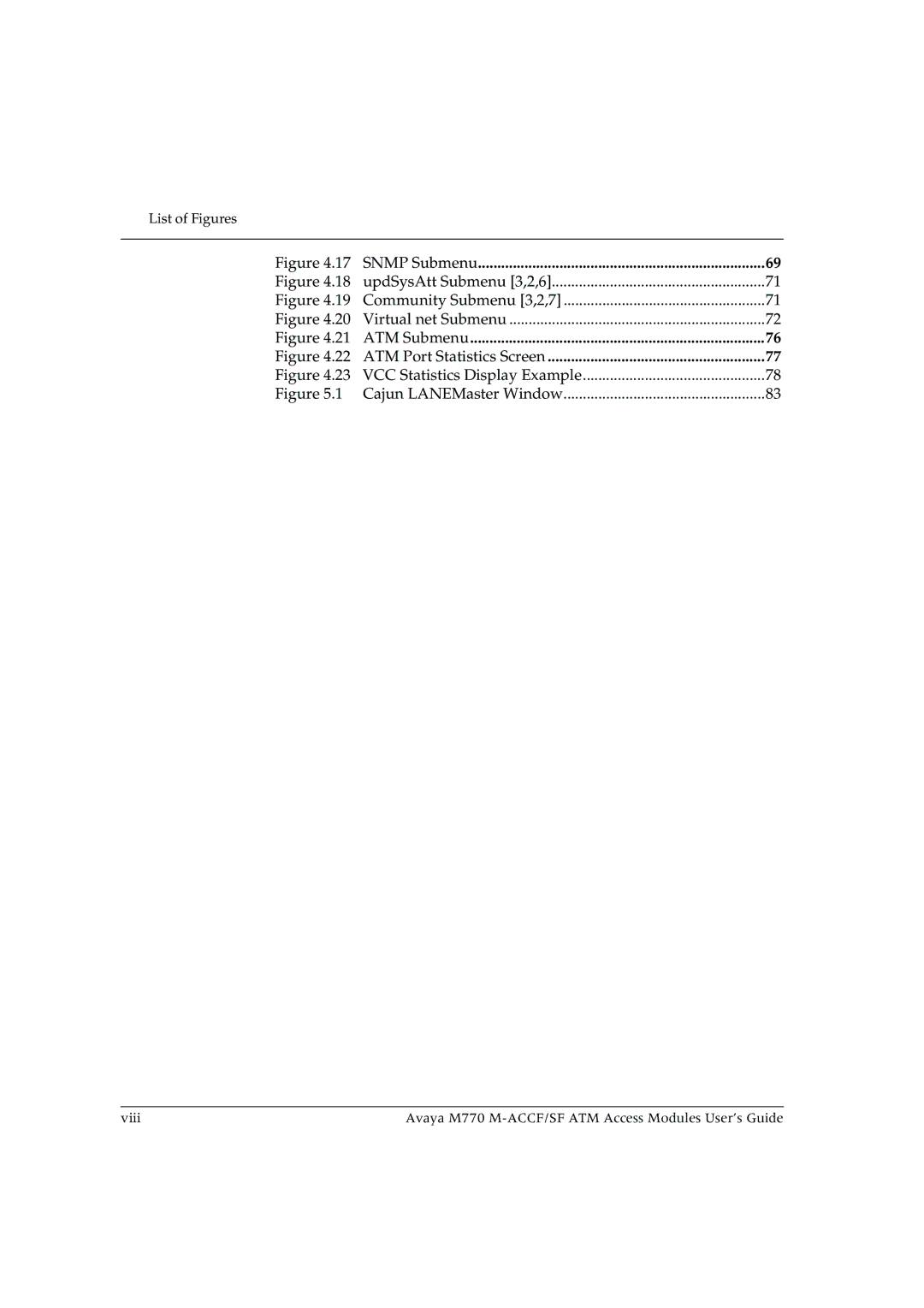 Avaya M-ACCF/SF manual Snmp Submenu, ATM Submenu 