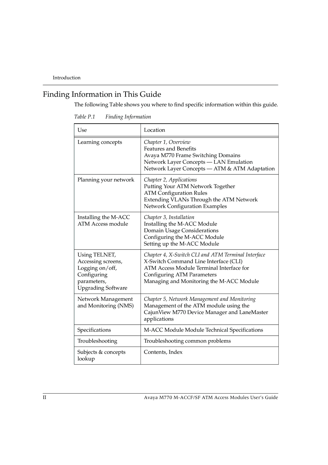 Avaya M-ACCF/SF manual Finding Information in This Guide 