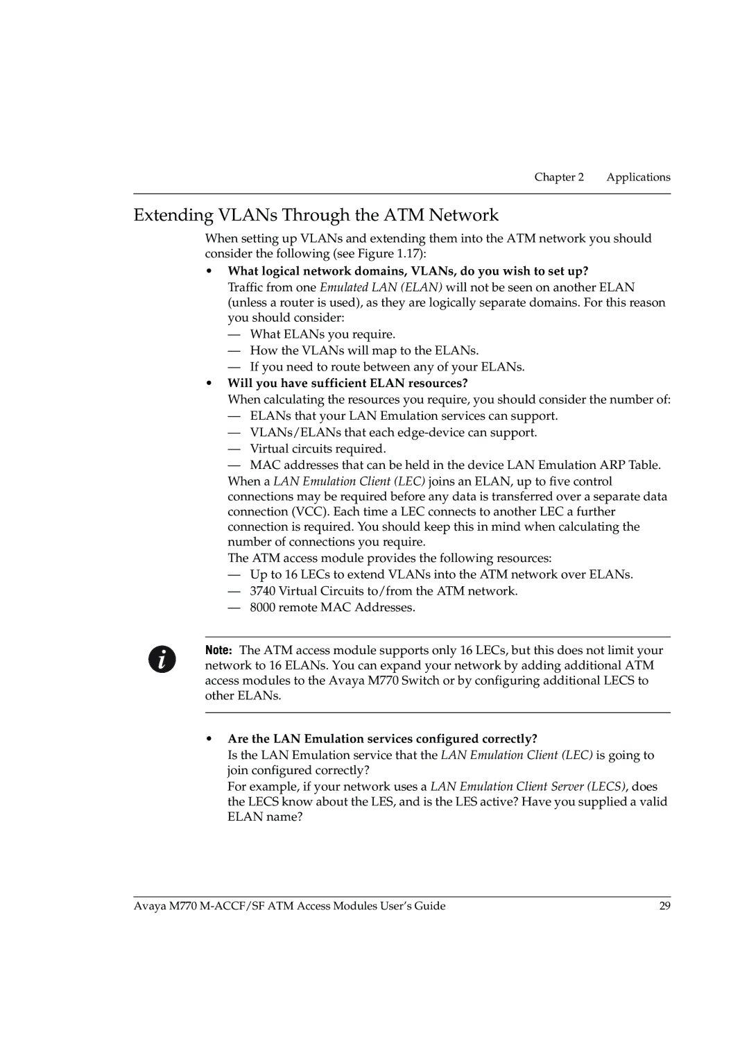 Avaya M-ACCF/SF manual Extending VLANs Through the ATM Network, What logical network domains, VLANs, do you wish to set up? 