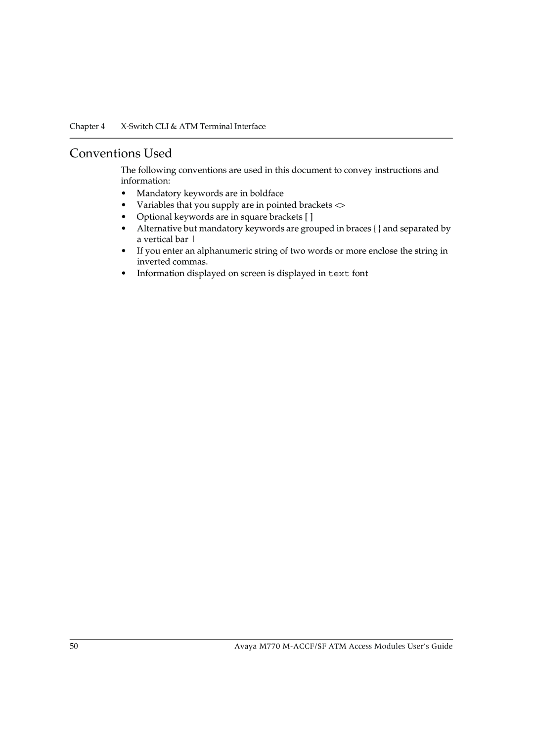 Avaya M-ACCF/SF manual Conventions Used 