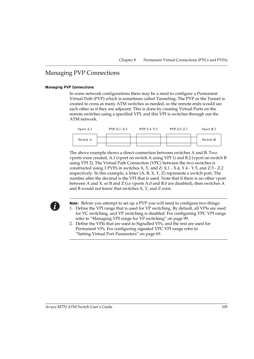 Avaya M770 manual Managing PVP Connections 