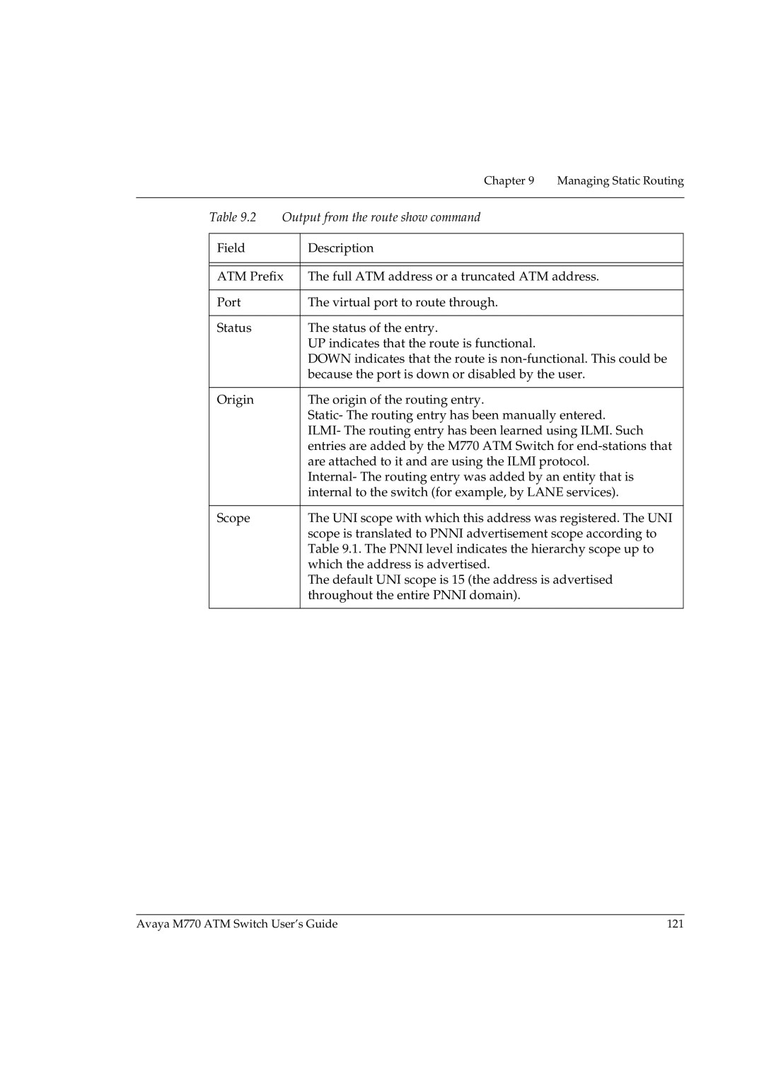 Avaya M770 manual Chapter Managing Static Routing 