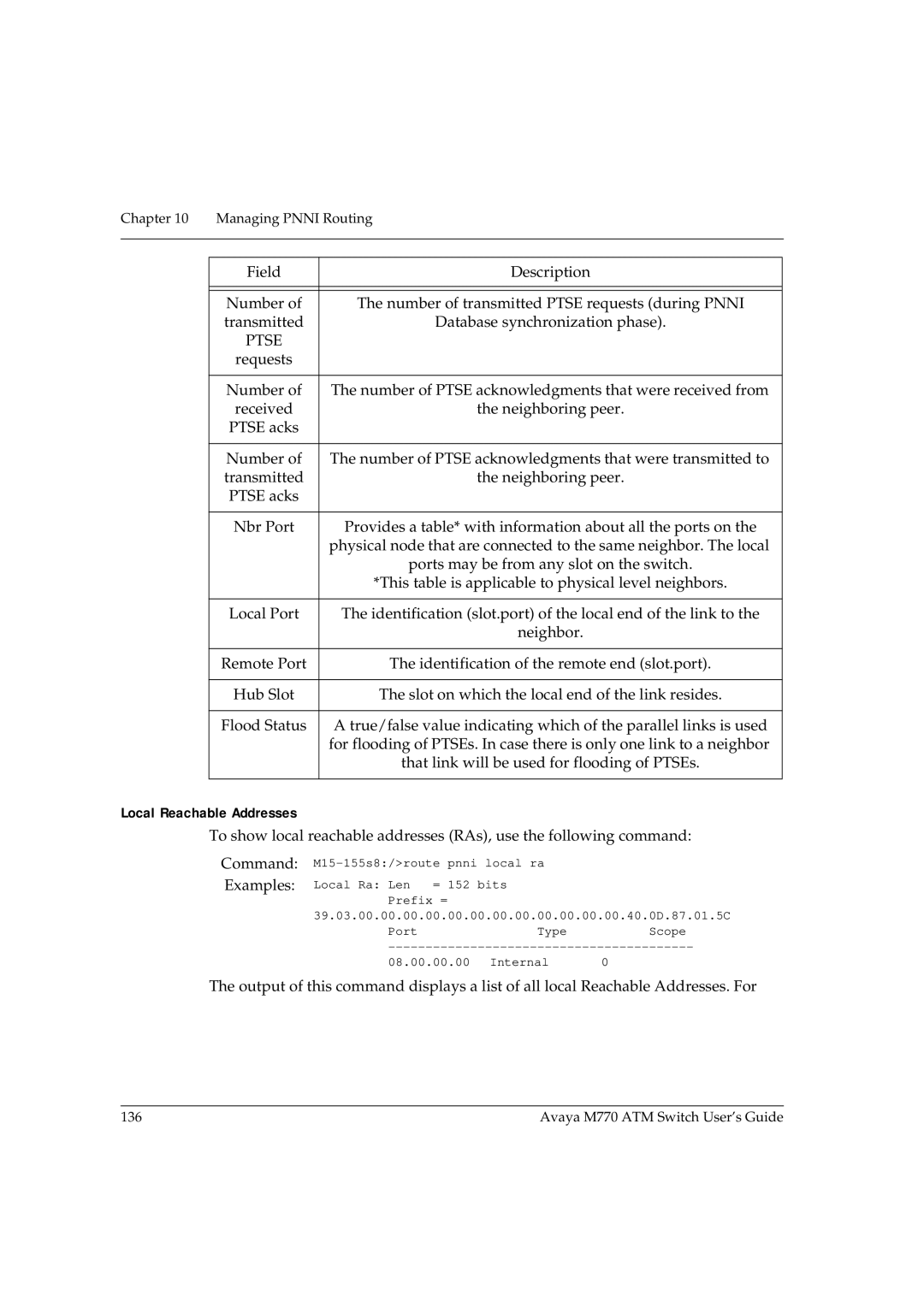 Avaya M770 manual Local Reachable Addresses, Examples 