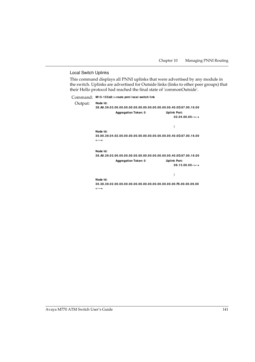 Avaya M770 manual Local Switch Uplinks, Aggregation Token Uplink Port 