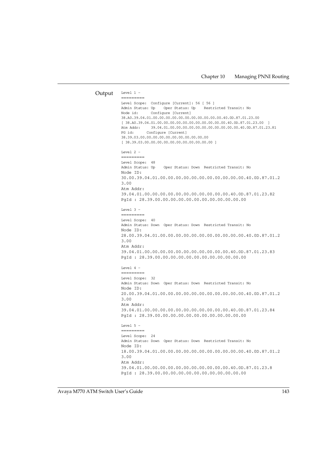 Avaya manual Avaya M770 ATM Switch User’s Guide 143 