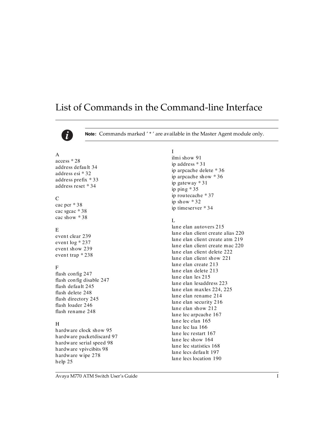 Avaya M770 manual List of Commands in the Command-line Interface 