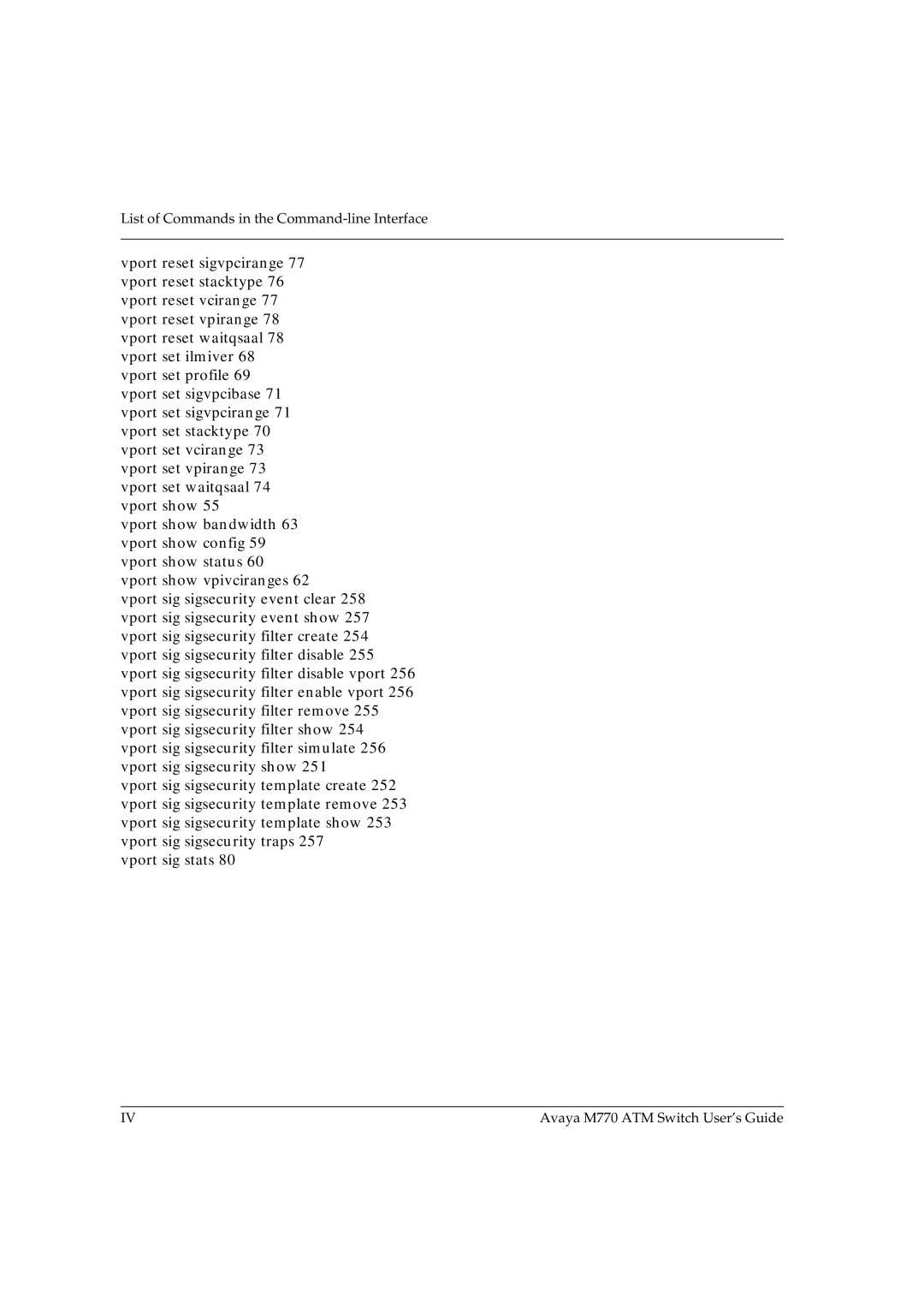 Avaya M770 manual List of Commands in the Command-line Interface 