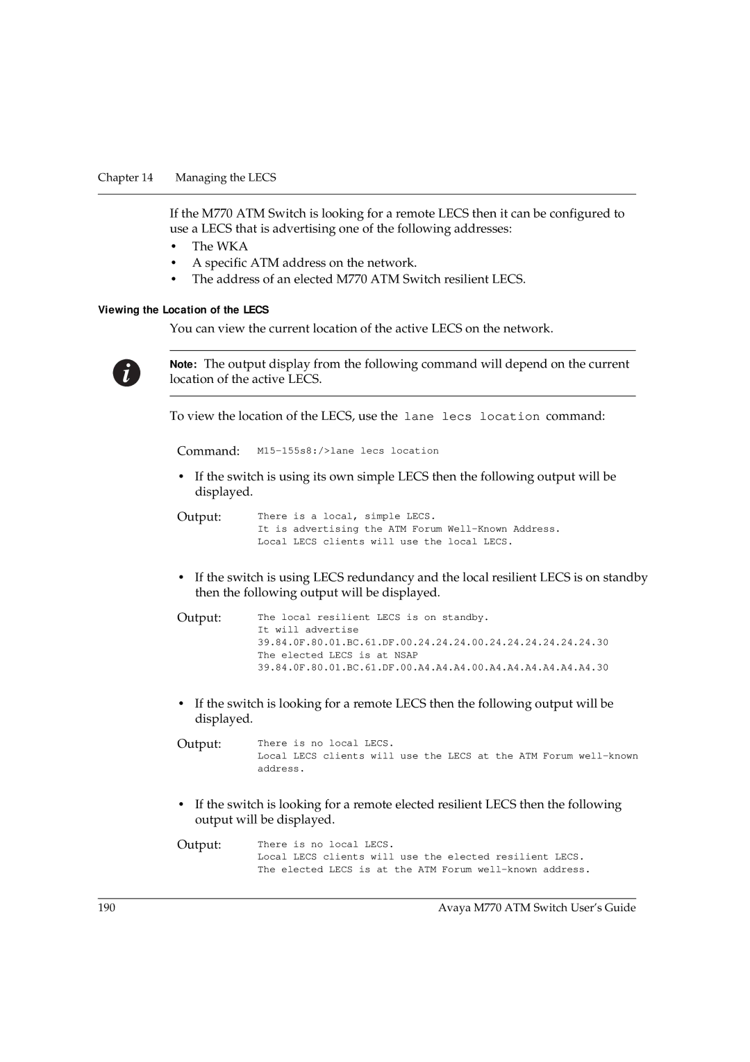 Avaya M770 manual Viewing the Location of the Lecs 