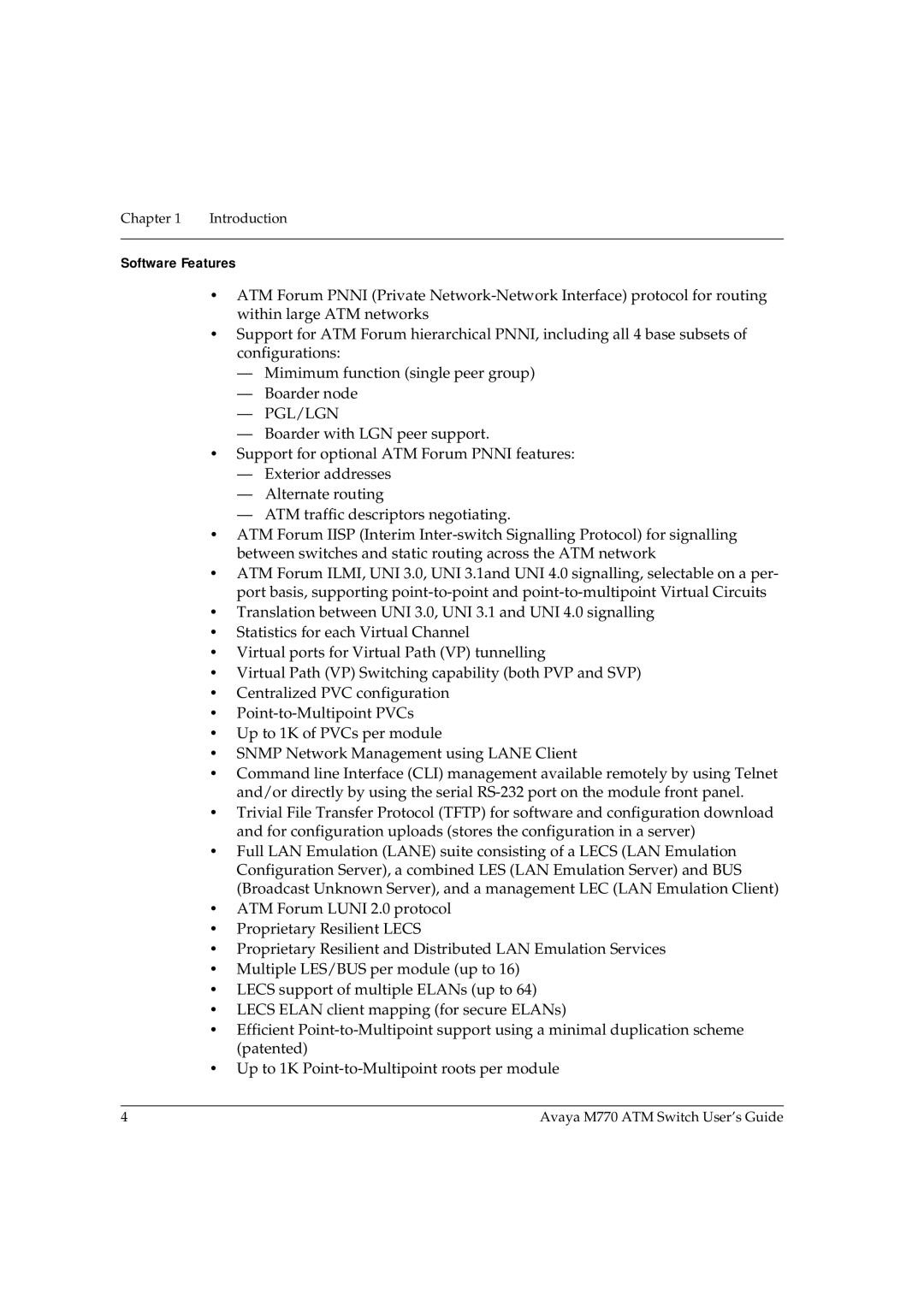 Avaya M770 manual Software Features, Pgl/Lgn 