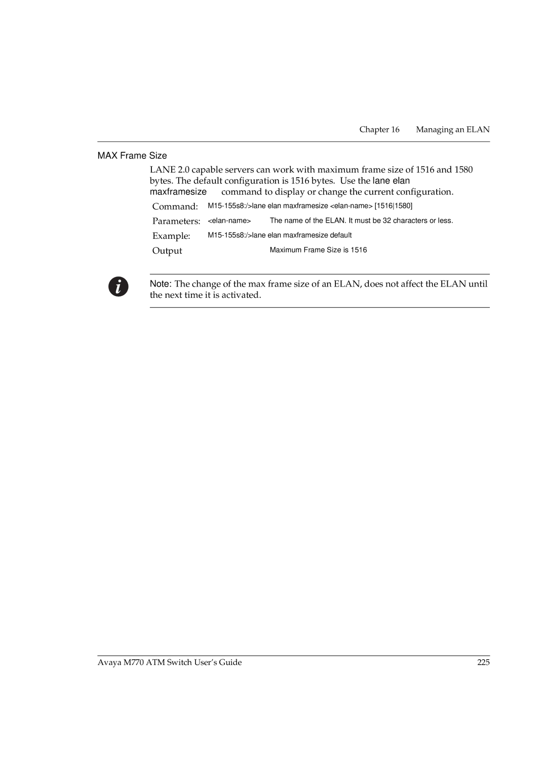 Avaya manual Avaya M770 ATM Switch User’s Guide 225 