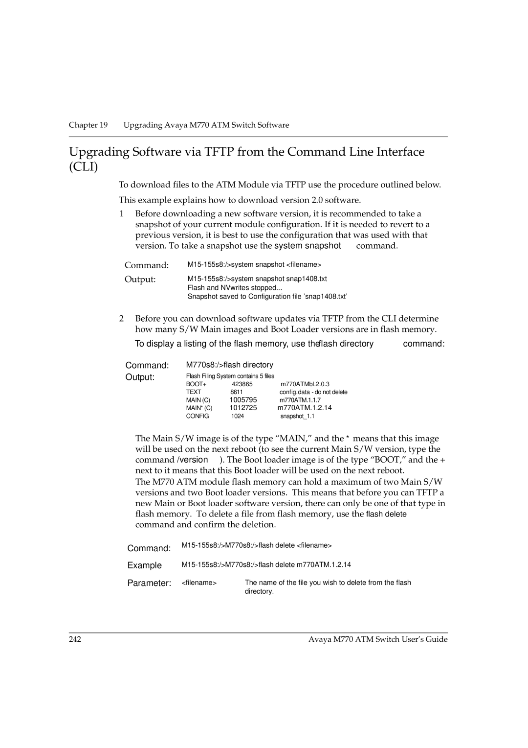 Avaya manual Upgrading Avaya M770 ATM Switch Software 