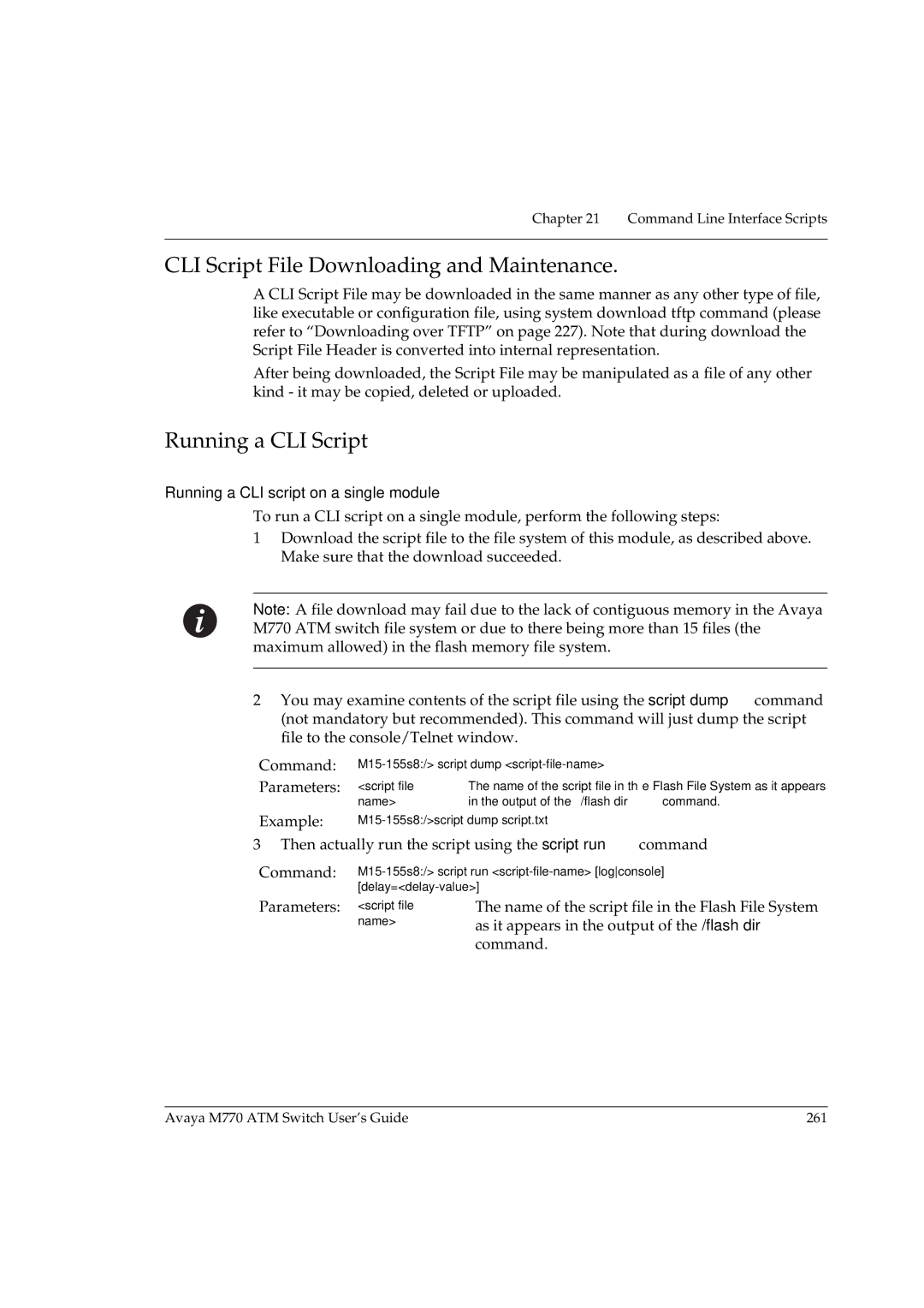 Avaya M770 CLI Script File Downloading and Maintenance, Running a CLI Script, Running a CLI script on a single module 