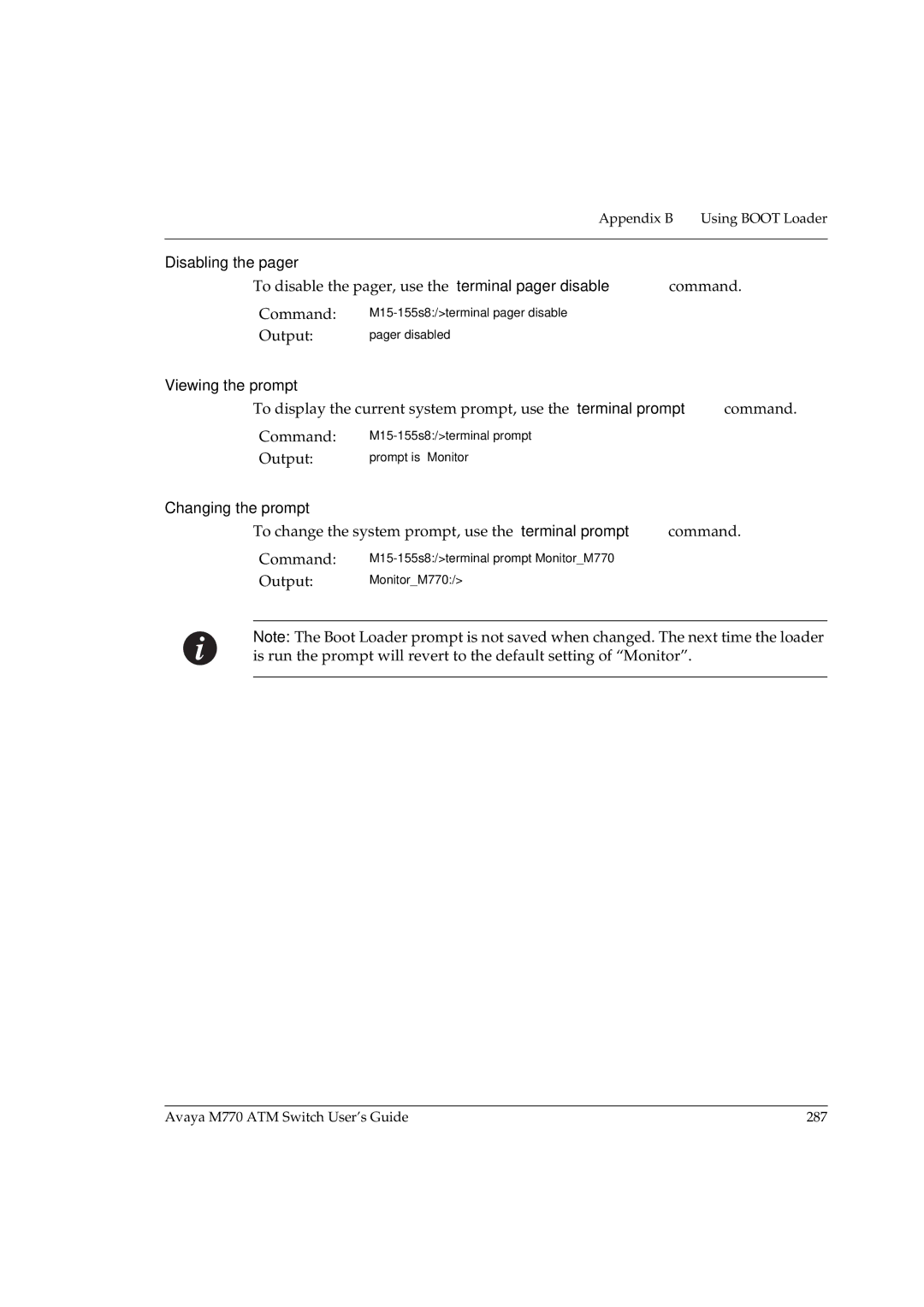 Avaya manual Avaya M770 ATM Switch User’s Guide 287 