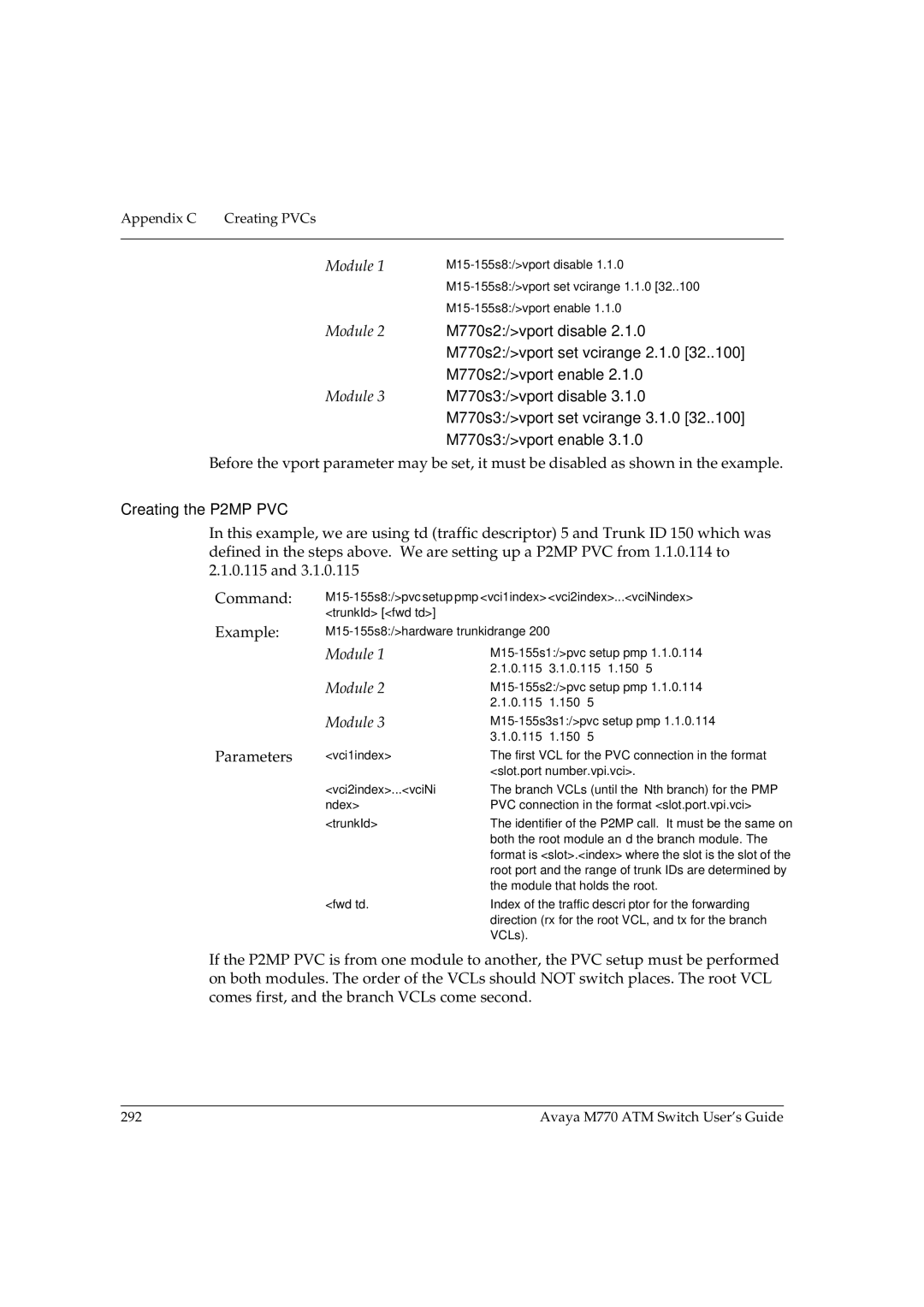 Avaya M770 manual Creating the P2MP PVC 