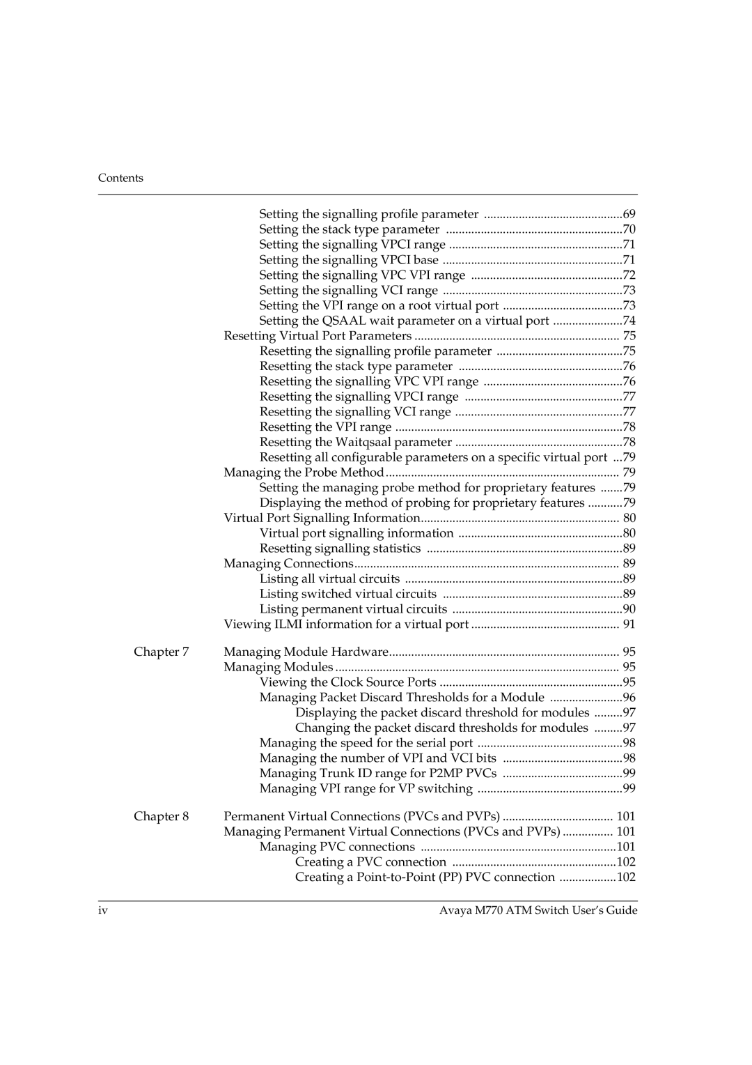 Avaya M770 manual Contents 