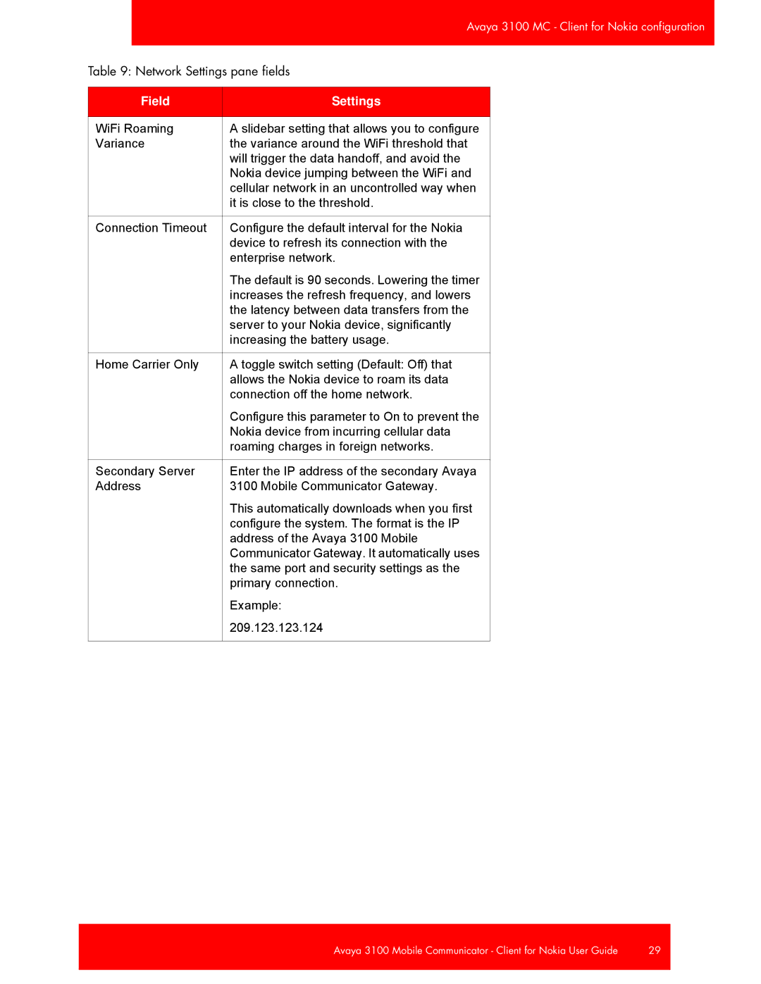 Avaya 3100, NN42030-102 manual Field Settings 