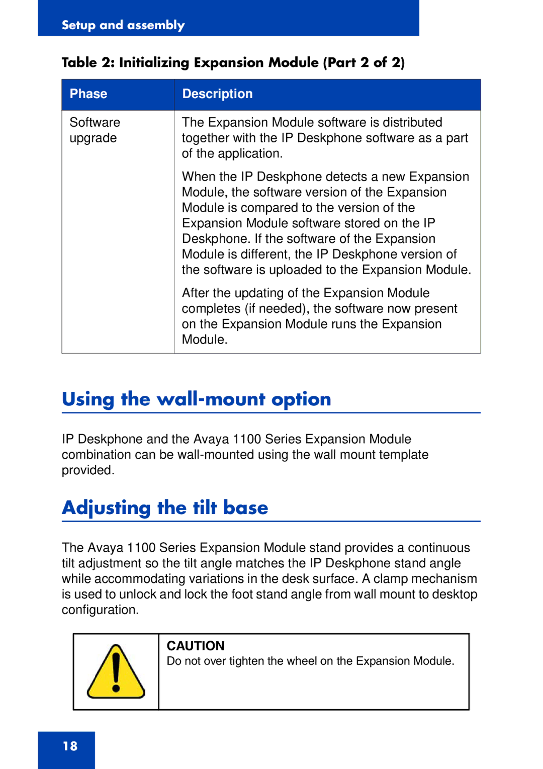 Avaya NN43110-301, 1100 Series manual Using the wall-mount option, Adjusting the tilt base 