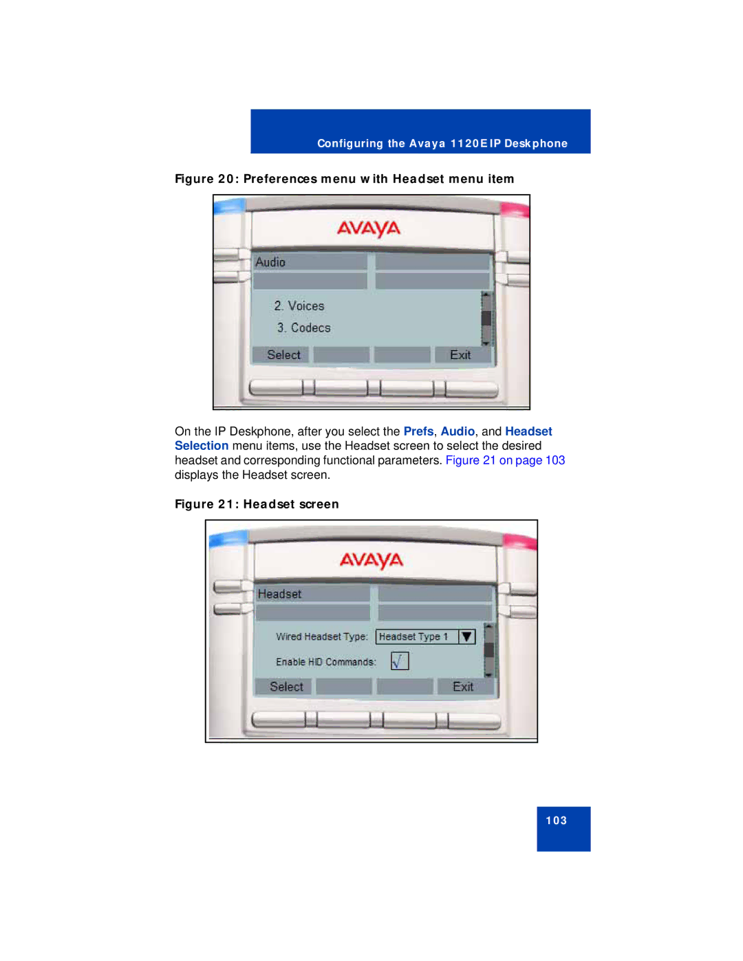 Avaya NN43112-101 manual Preferences menu with Headset menu item 