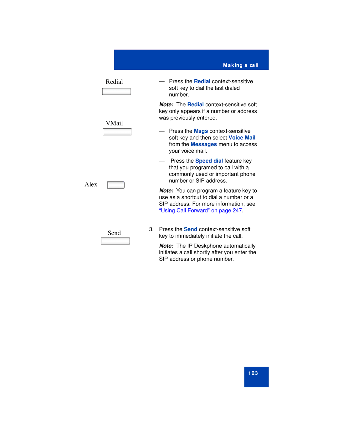 Avaya NN43112-101 manual Redial VMail Alex Send 