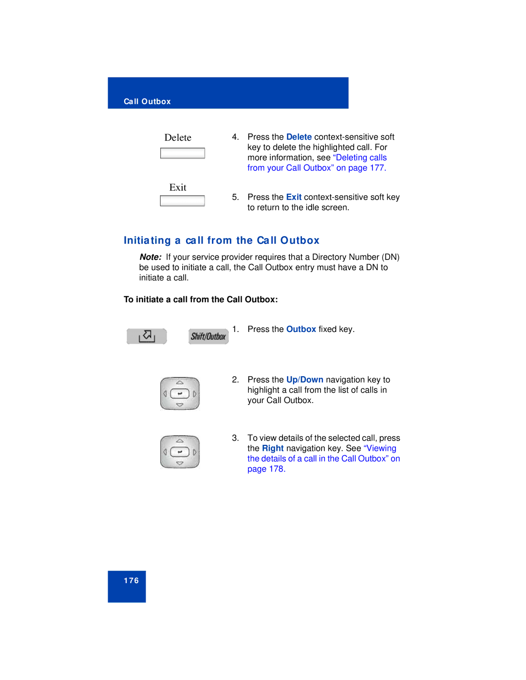 Avaya NN43112-101 manual Initiating a call from the Call Outbox, To initiate a call from the Call Outbox 