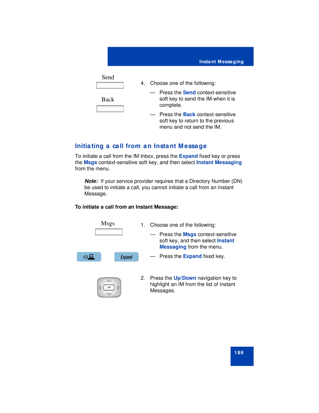 Avaya NN43112-101 manual Initiating a call from an Instant Message, To initiate a call from an Instant Message 