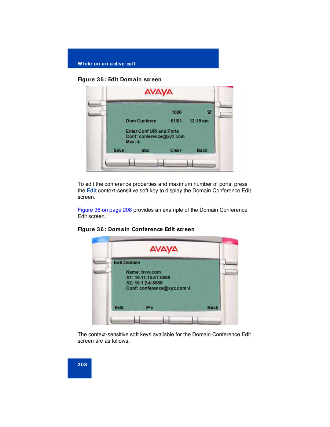 Avaya NN43112-101 manual Edit Domain screen 