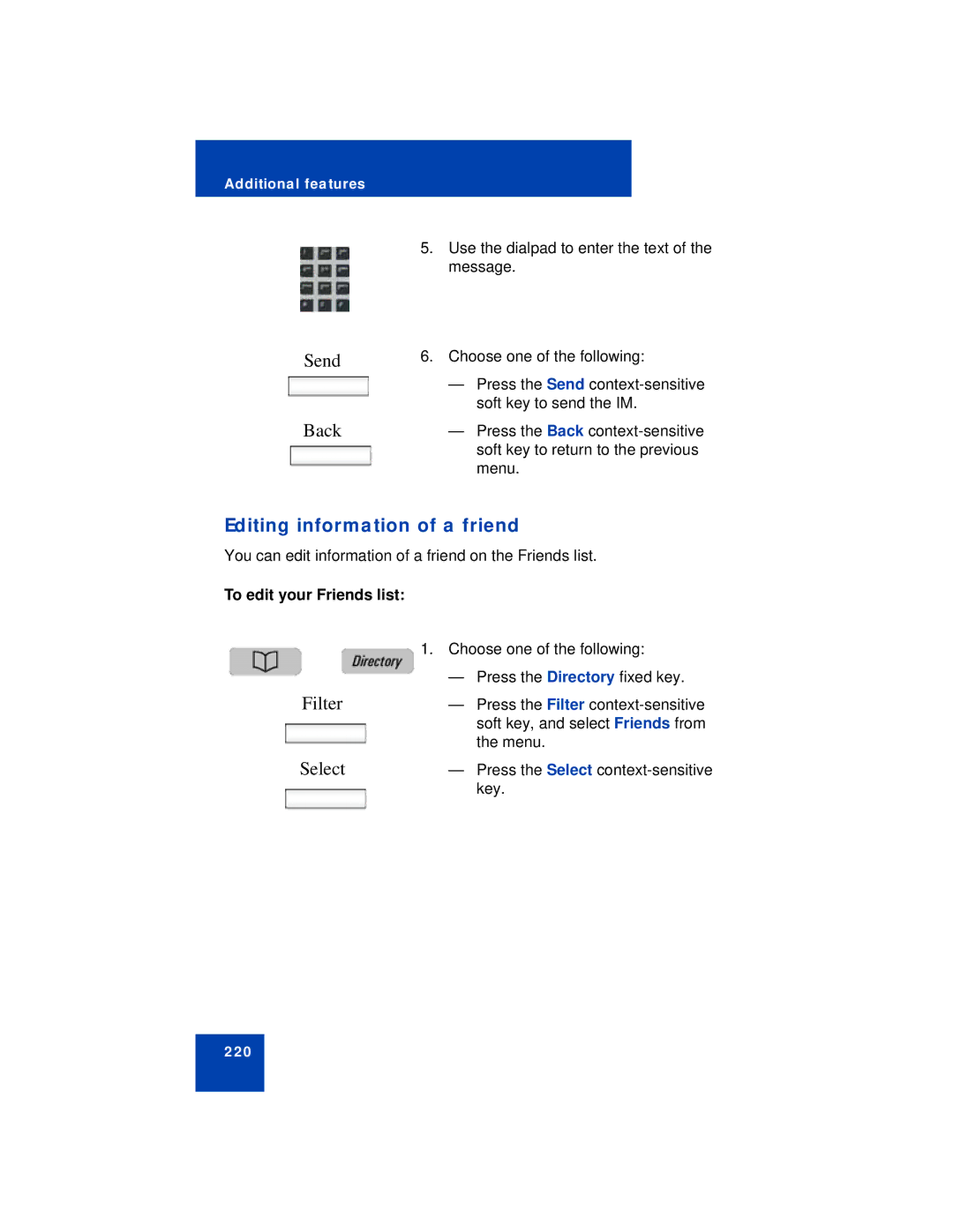 Avaya NN43112-101 manual Editing information of a friend, To edit your Friends list 