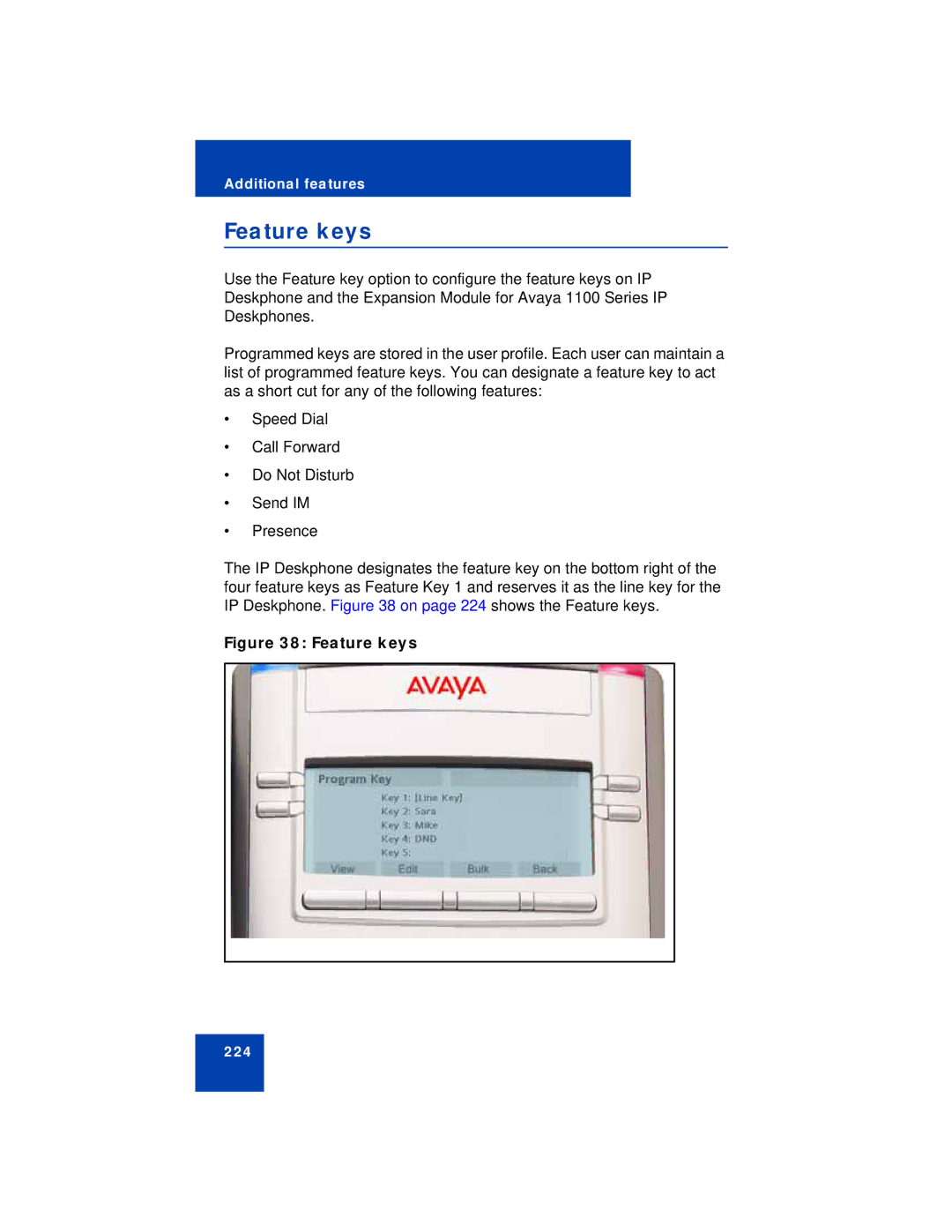 Avaya NN43112-101 manual Feature keys 