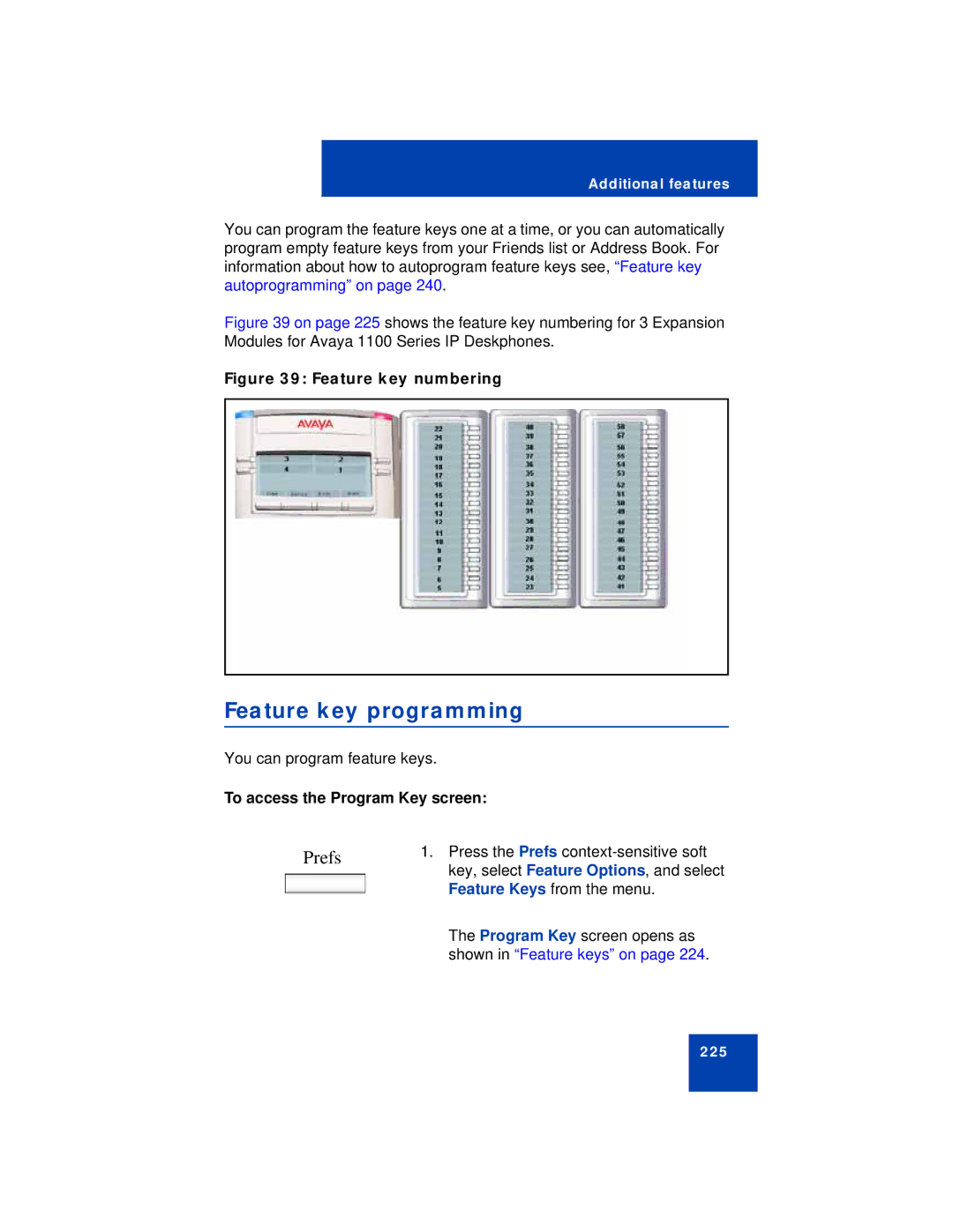 Avaya NN43112-101 manual Feature key programming, To access the Program Key screen 