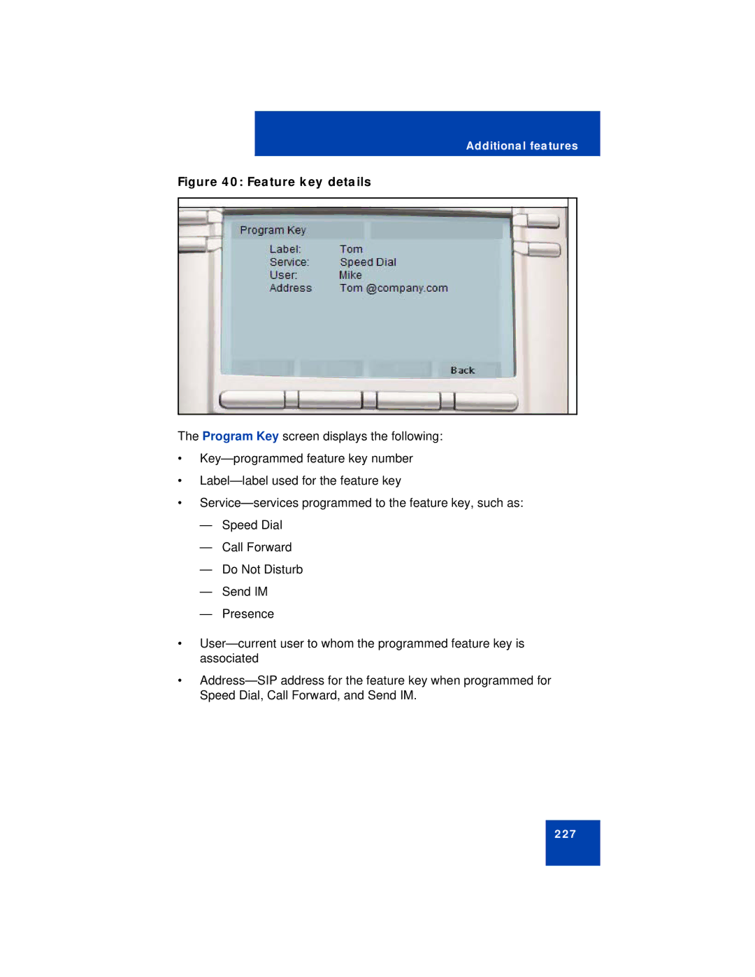 Avaya NN43112-101 manual Feature key details 