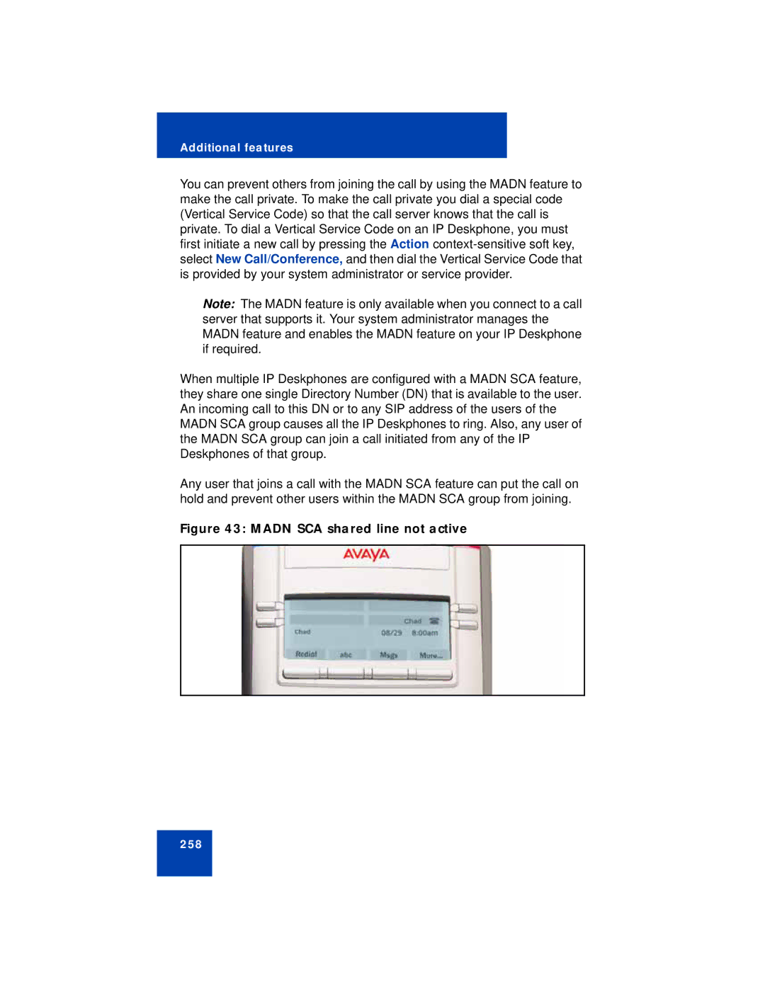 Avaya NN43112-101 manual Madn SCA shared line not active 