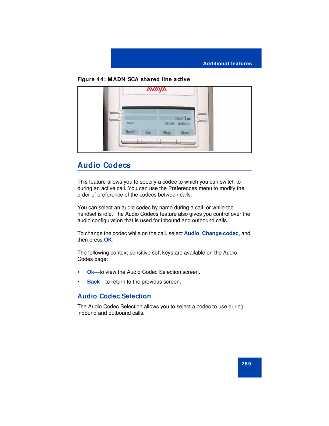 Avaya NN43112-101 manual Audio Codecs, Audio Codec Selection 