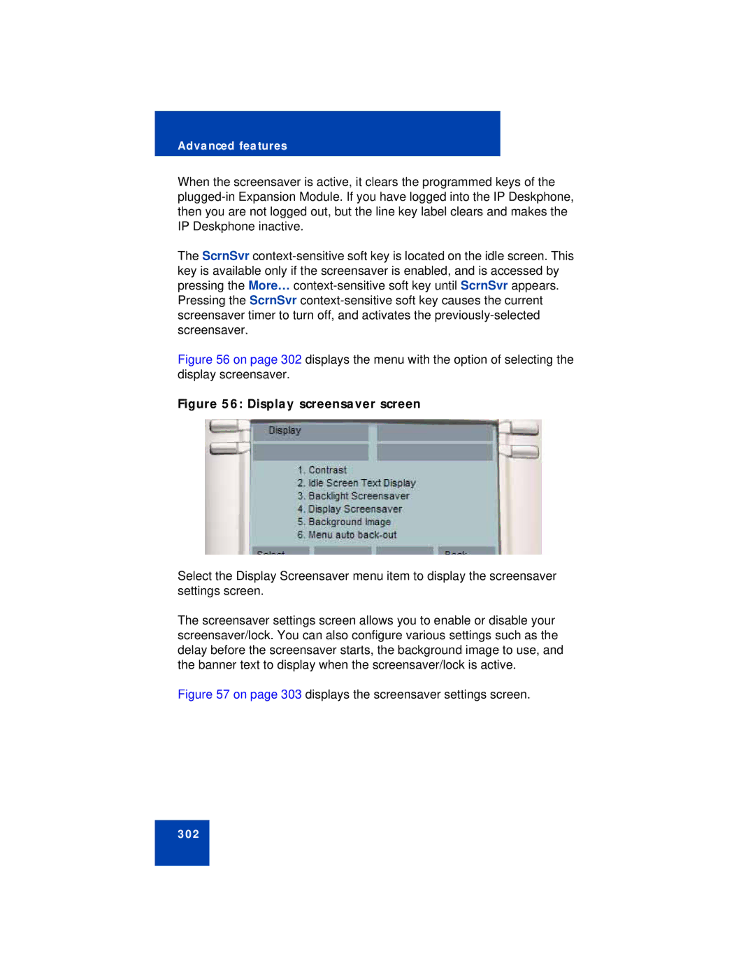 Avaya NN43112-101 manual Display screensaver screen 