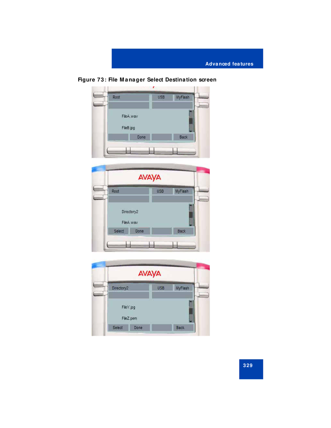 Avaya NN43112-101 manual File Manager Select Destination screen 