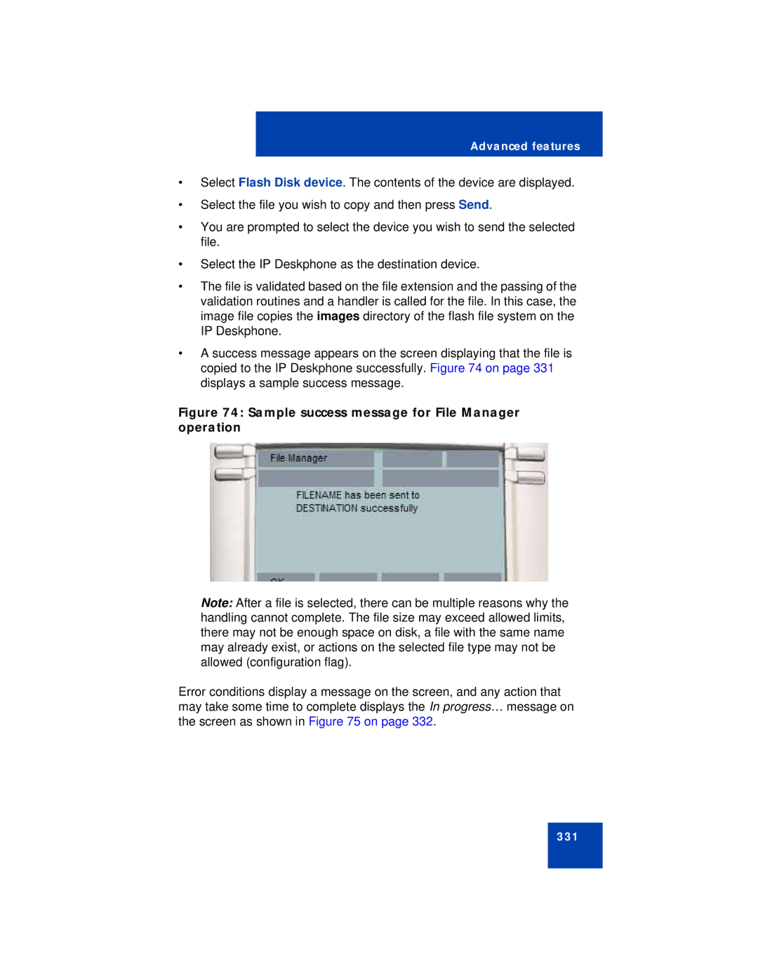 Avaya NN43112-101 manual Sample success message for File Manager operation 