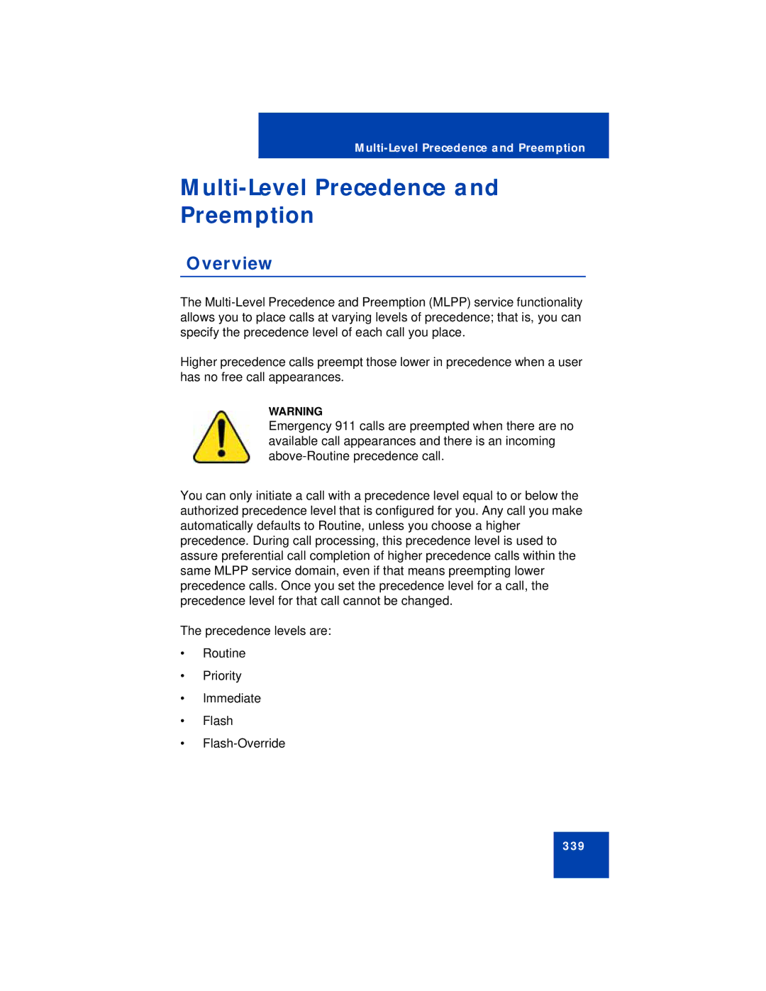 Avaya NN43112-101 manual Multi-Level Precedence and Preemption, Overview 