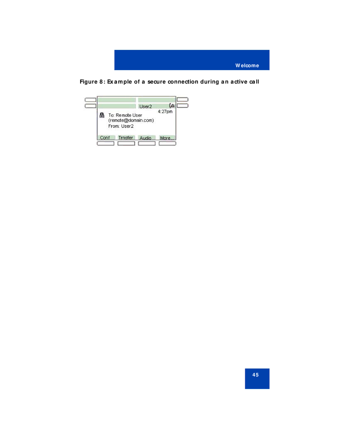 Avaya NN43112-101 manual Example of a secure connection during an active call 