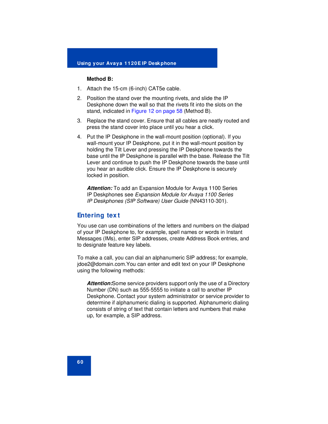 Avaya NN43112-101 manual Entering text, Method B 