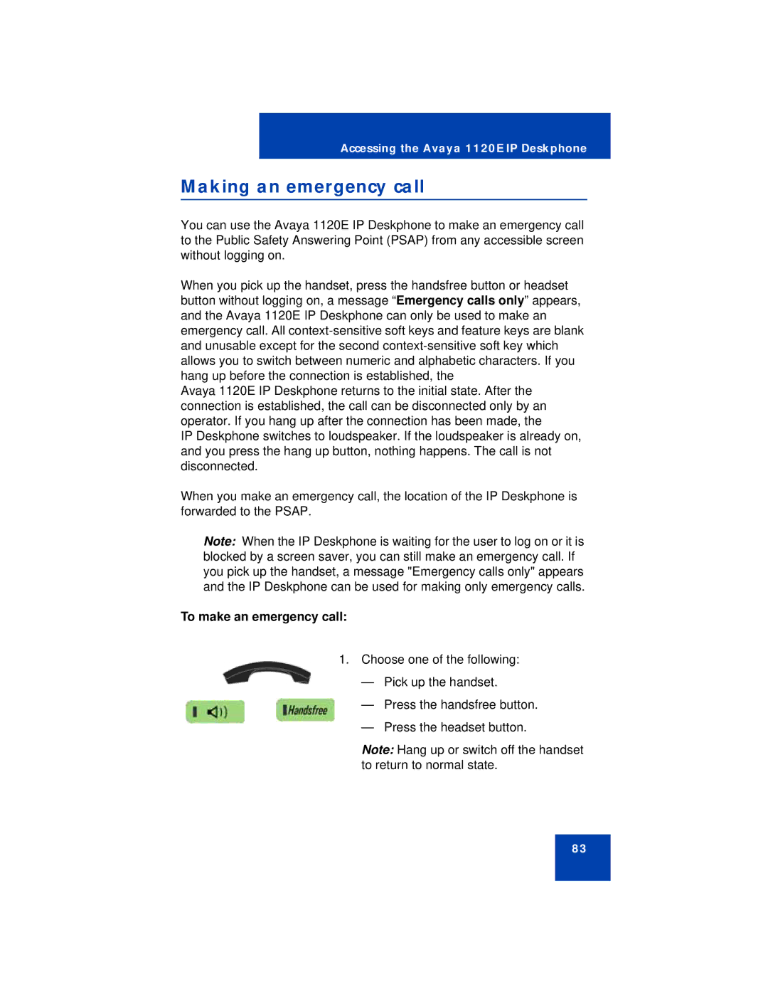 Avaya NN43112-101 manual Making an emergency call, To make an emergency call 