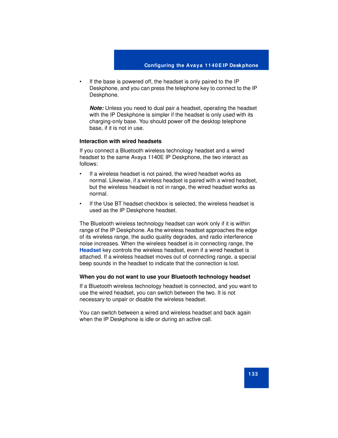 Avaya NN43113-101 manual Interaction with wired headsets 