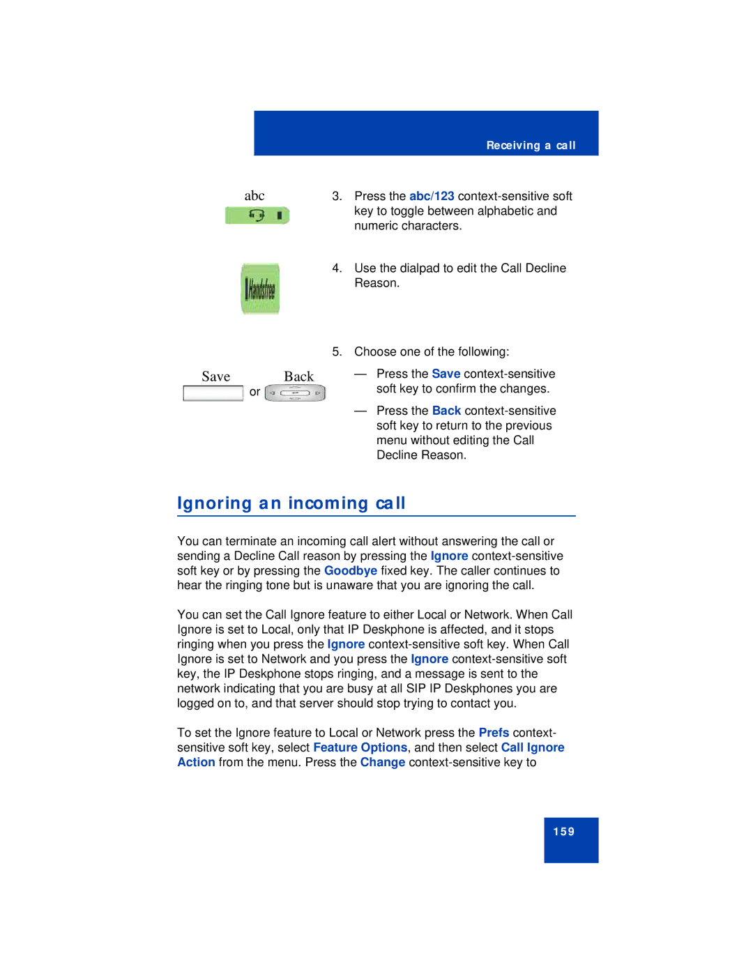 Avaya NN43113-101 manual Ignoring an incoming call, Abc 