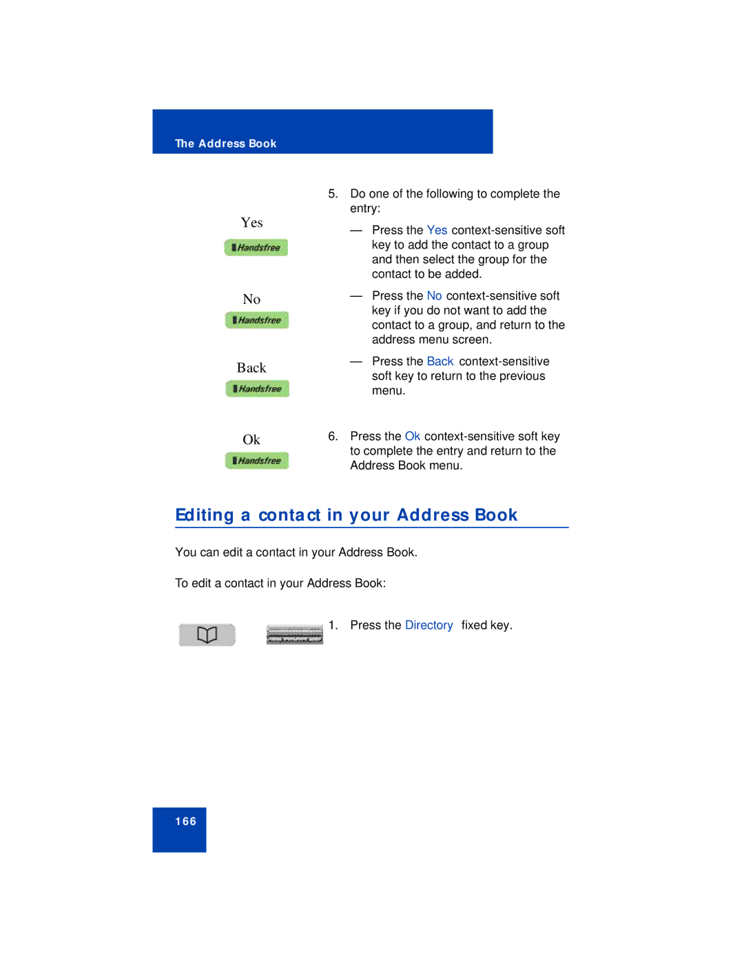 Avaya NN43113-101 manual Editing a contact in your Address Book, Yes, To edit a contact in your Address Book 