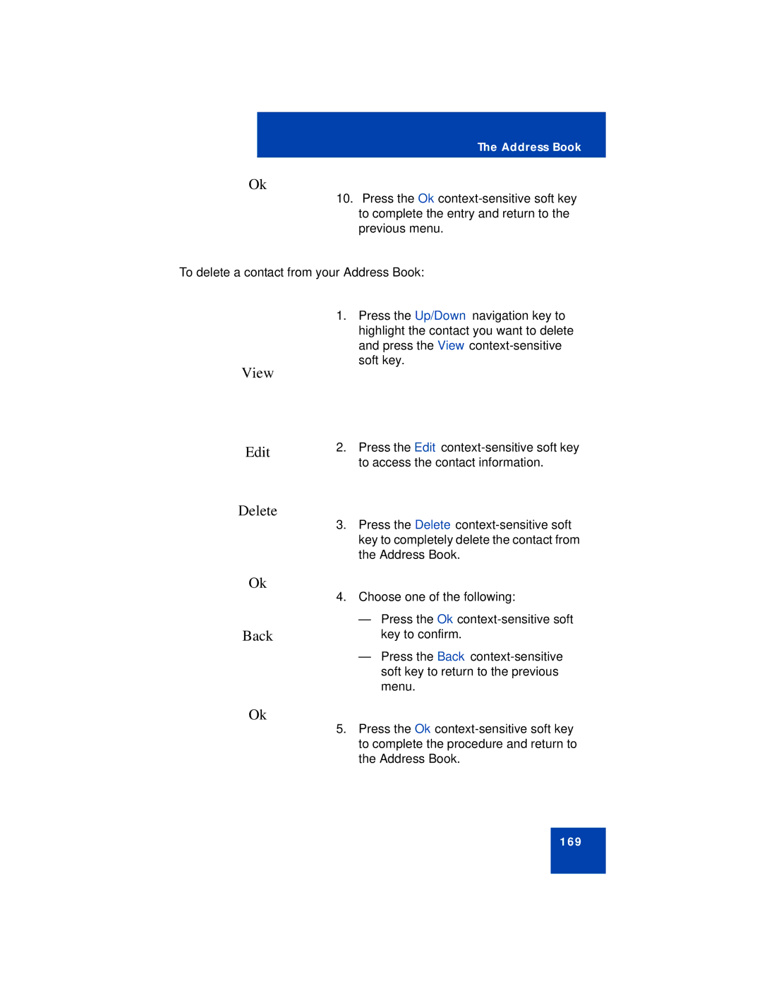 Avaya NN43113-101 manual View, To delete a contact from your Address Book 