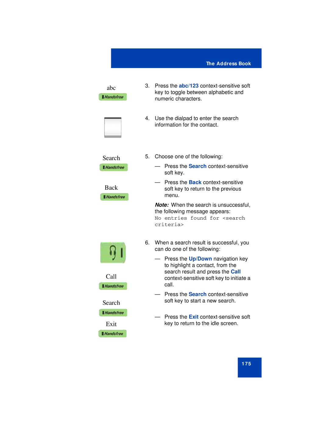 Avaya NN43113-101 manual Search Back Call Exit, No entries found for search criteria 