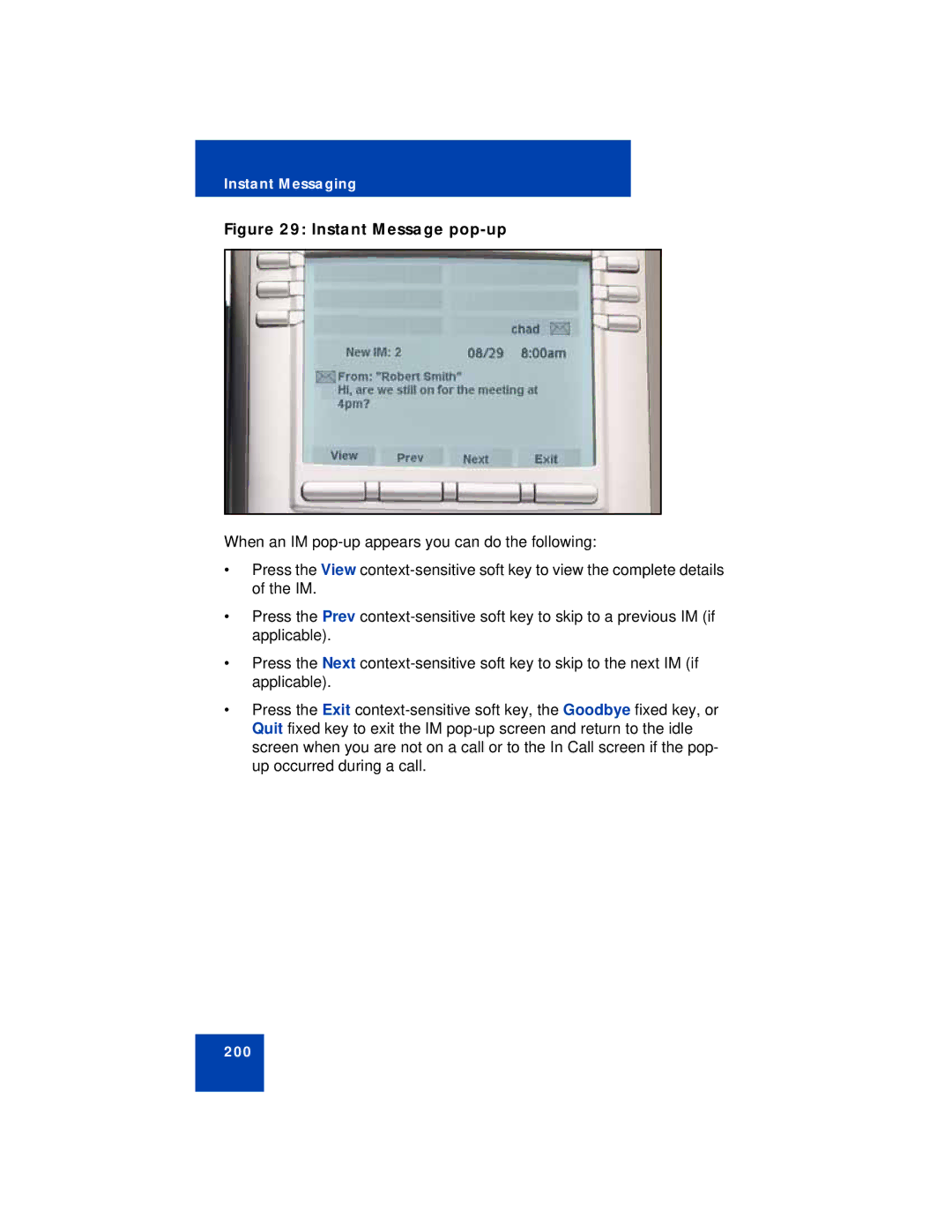 Avaya NN43113-101 manual Instant Message pop-up 